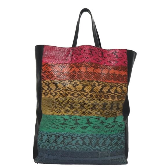 CELINE Tote Bag Leather Black Multicolor Auth 92694 - Picture 14 of 16